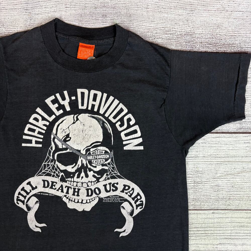 Vintage 1970s Harley Davidson Bikers Only Till Death Do Us Part T-shirt